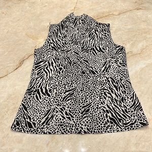 Banana Republic Zebra Sleeveless Button Down Blouse Sz 2